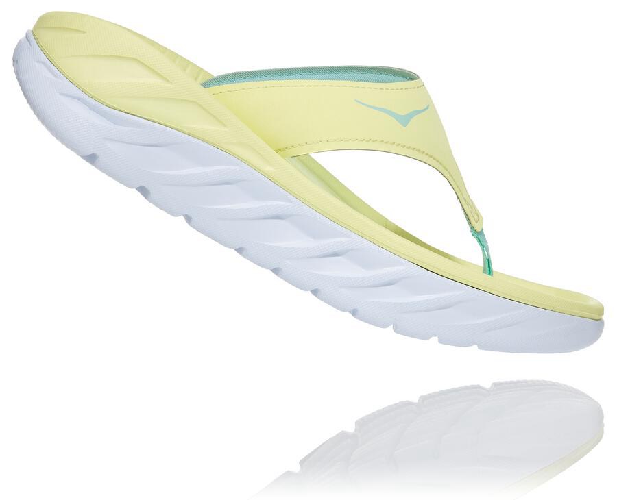 Hoka One One Womens Sandals - ORA Recovery Flip - Yellow/White - RNAJ02983